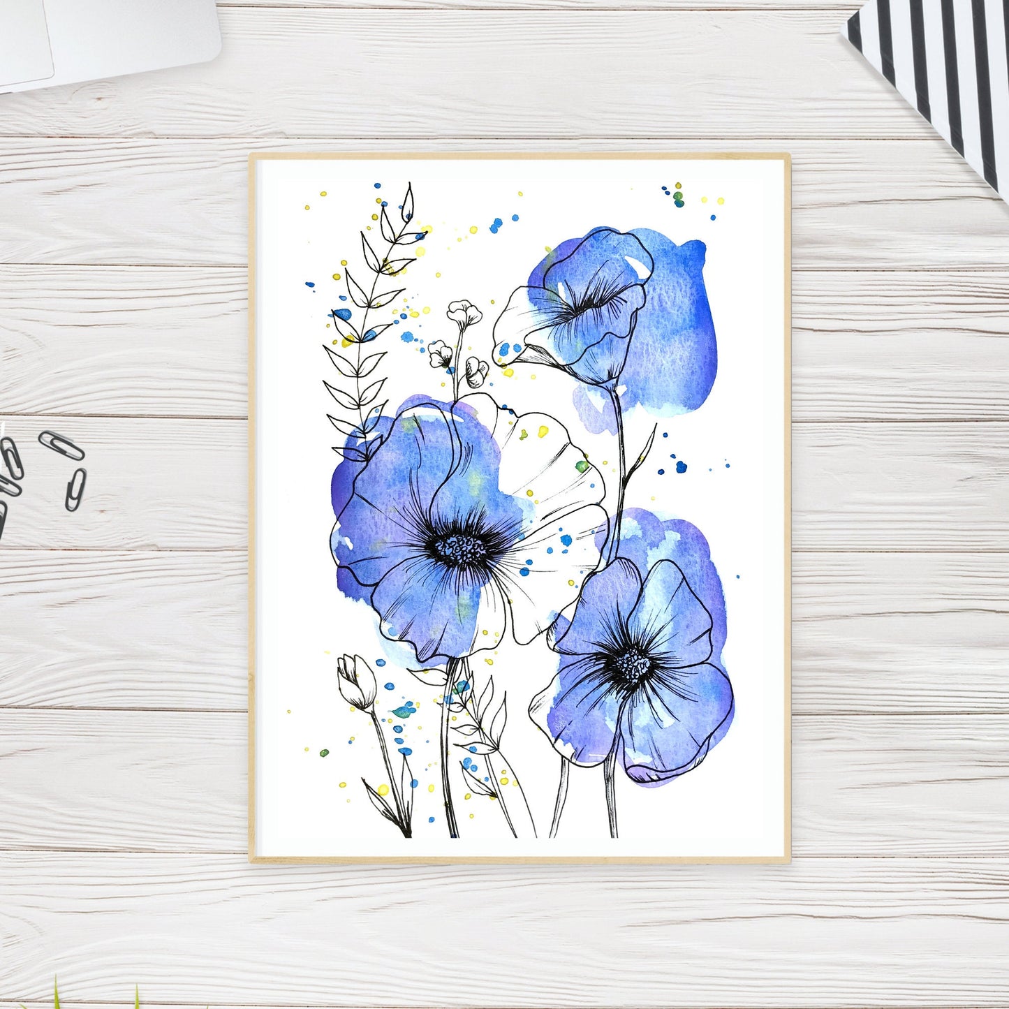 Art Print "Poppies" | Watercolor Botanical Line Art | Watercolor Art Print | Botanical Line Art Print