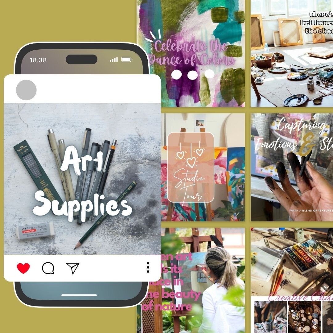 Instagram Post with Captions and Story Bundle for Artists (Mixed Media, Fine Art, Creative Business)